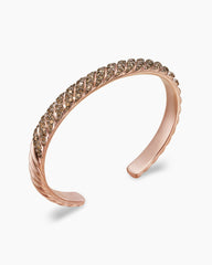 Sculpted Cable Cuff Bracelet in 18K Rose Gold with Cognac Diamonds, 7mm