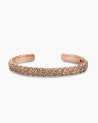 Sculpted Cable Cuff Bracelet in 18K Rose Gold with Cognac Diamonds, 7mm