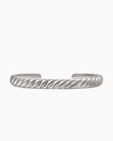 Sculpted Cable Cuff Bracelet in 18K White Gold, 7mm