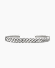 Sculpted Cable Cuff Bracelet in 18K White Gold, 7mm