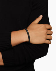 Sculpted Cable Cuff Bracelet in Black Titanium with Black Diamonds, 7mm