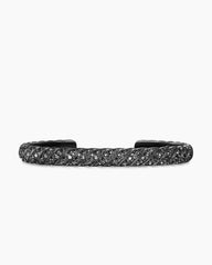 Sculpted Cable Cuff Bracelet in Black Titanium with Black Diamonds, 7mm