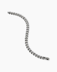 Spiritual Beads Faceted Bracelet in Sterling Silver with Pavé Black Diamonds, 6mm