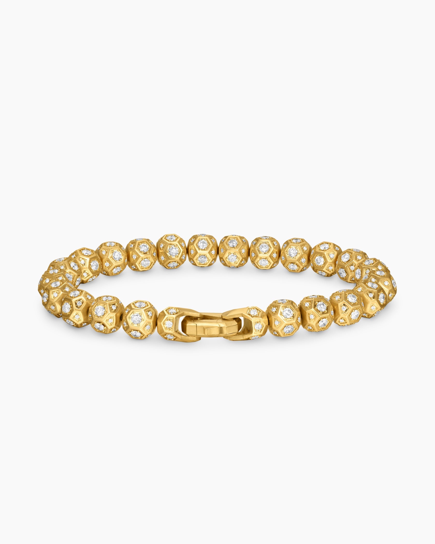 Spiritual Beads Faceted Bracelet in 18K Yellow Gold with Pavé Diamonds, 8mm