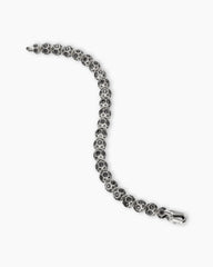 Spiritual Beads Faceted Bracelet in Sterling Silver with Pavé Black Diamonds, 8mm