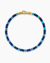 Spiritual Beads Bracelet in 18K Yellow Gold with Lapis and Turquoise, 4mm