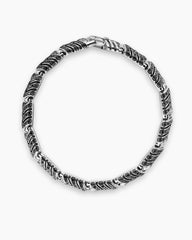 Chevron Link Bracelet in Sterling Silver with Black Diamonds, 7.6mm