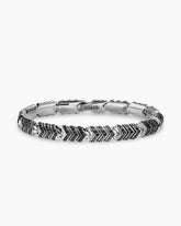 Chevron Link Bracelet in Sterling Silver with Black Diamonds, 7.6mm