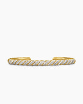Sculpted Cable Cuff Bracelet in 18K Yellow Gold with Diamonds, 5.5mm