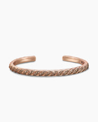 Sculpted Cable Cuff Bracelet in 18K Rose Gold with Cognac Diamonds, 5.5mm