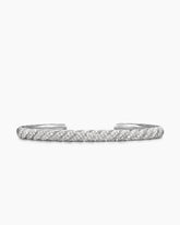 Sculpted Cable Cuff Bracelet in 18K White Gold with Diamonds, 5.5mm