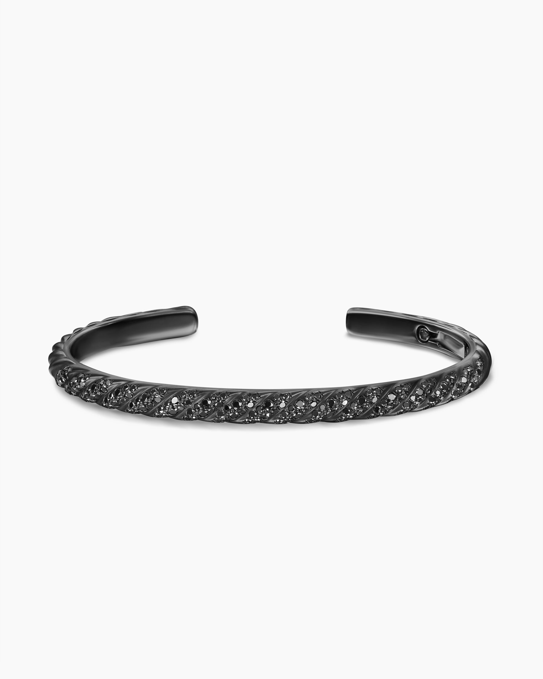 Sculpted Cable Cuff Bracelet in Black Titanium with Black Diamonds, 5.5mm
