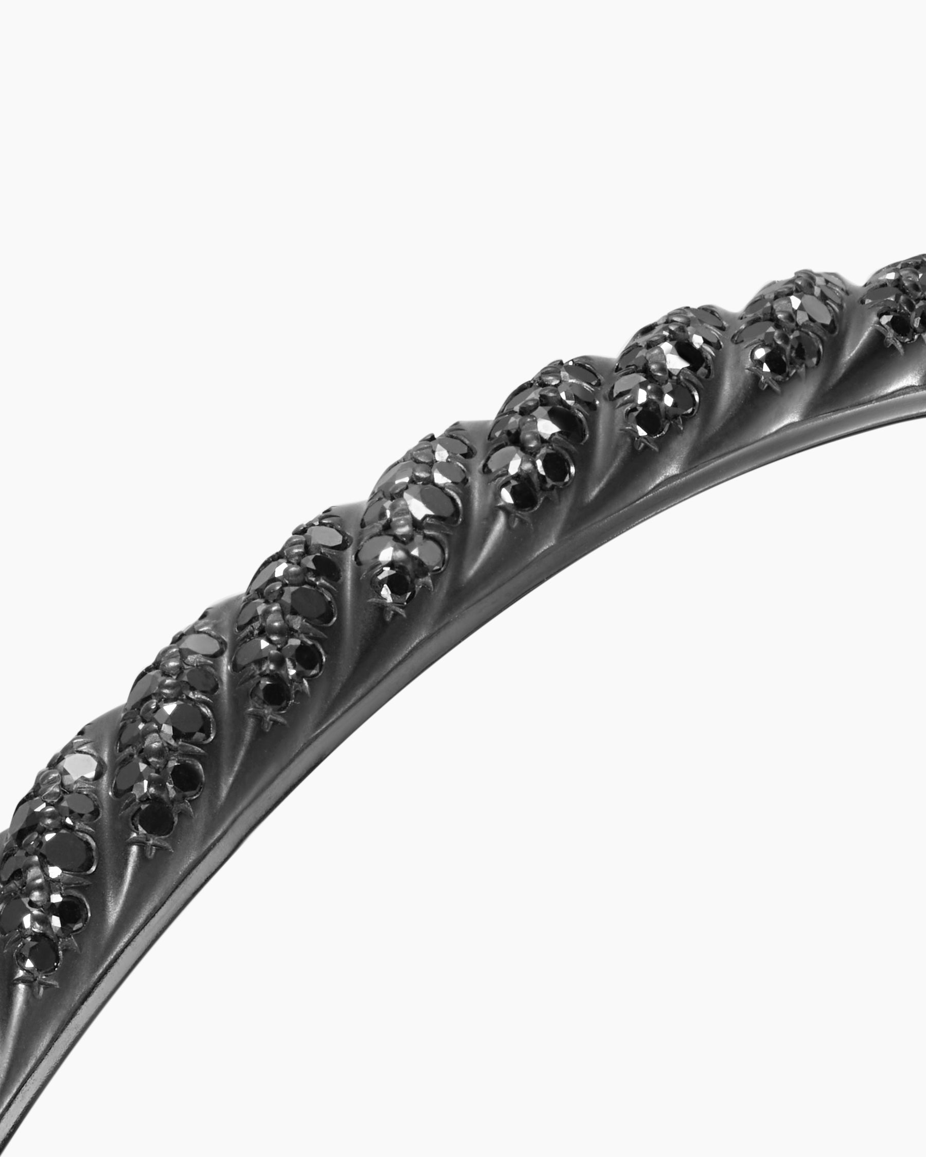 Sculpted Cable Cuff Bracelet in Black Titanium with Black Diamonds, 5.5mm