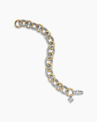 Oval Link Chain Bracelet in Sterling Silver with 18K Yellow Gold, 12mm