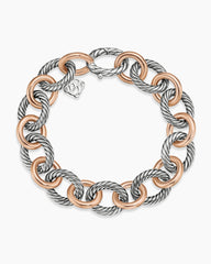 Oval Link Chain Bracelet in Sterling Silver with 18K Rose Gold, 12mm