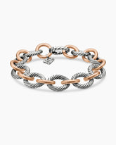 Oval Link Chain Bracelet in Sterling Silver with 18K Rose Gold, 12mm