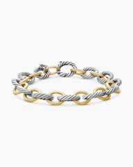 Oval Link Chain Bracelet in Sterling Silver with 18K Yellow Gold, 10mm