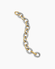 Oval Link Chain Bracelet in Sterling Silver with 18K Yellow Gold, 17mm