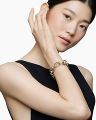 Oval Link Chain Bracelet in Sterling Silver with 18K Yellow Gold, 17mm