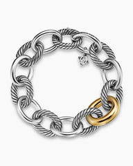 Oval Link Chain Bracelet in Sterling Silver with 18K Yellow Gold, 19mm