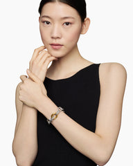 Oval Link Chain Bracelet in Sterling Silver with 18K Yellow Gold, 19mm