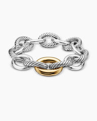 Oval Link Chain Bracelet in Sterling Silver with 18K Yellow Gold, 19mm