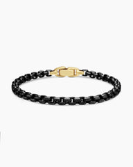 Box Chain Bracelet in Stainless Steel with 14K Yellow Gold, 5mm