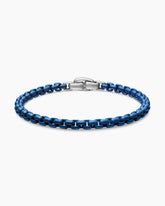 Box Chain Bracelet in Sterling Silver with Blue Stainless Steel, 5mm