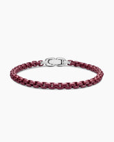 Box Chain Bracelet in Sterling Silver with Burgundy Stainless Steel, 5mm