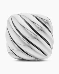 Sculpted Cable Cushion Cufflinks in Sterling Silver, 17mm