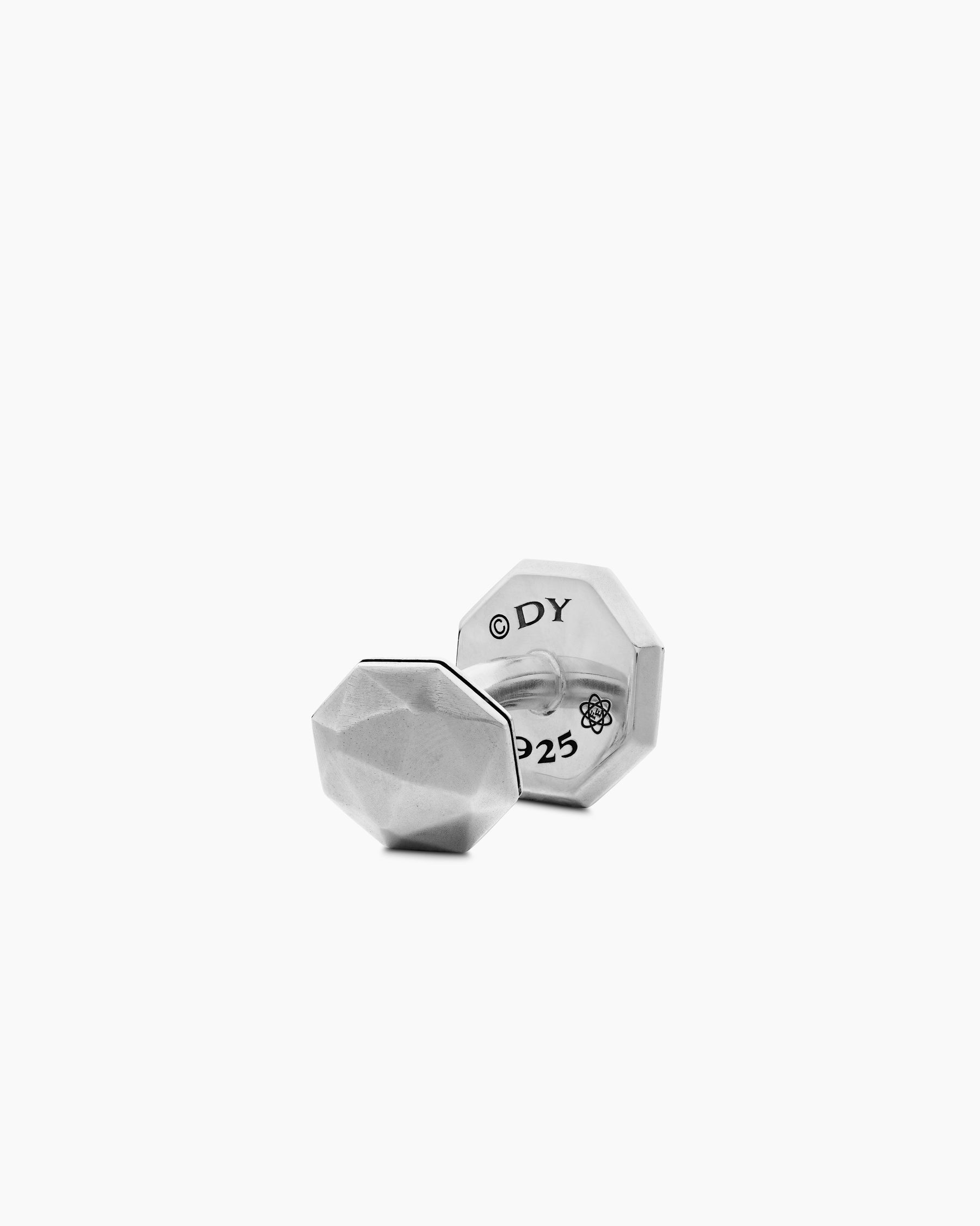 Meteorite Faceted Round Cufflinks in Sterling Silver, 16mm