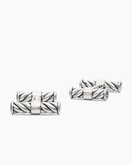 Sculpted Cable Elongated Cufflinks in Sterling Silver, 22mm