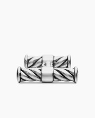 Sculpted Cable Elongated Cufflinks in Sterling Silver, 22mm