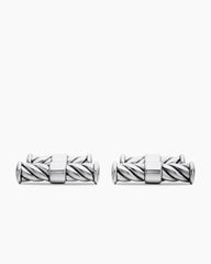 Sculpted Cable Elongated Cufflinks in Sterling Silver, 22mm