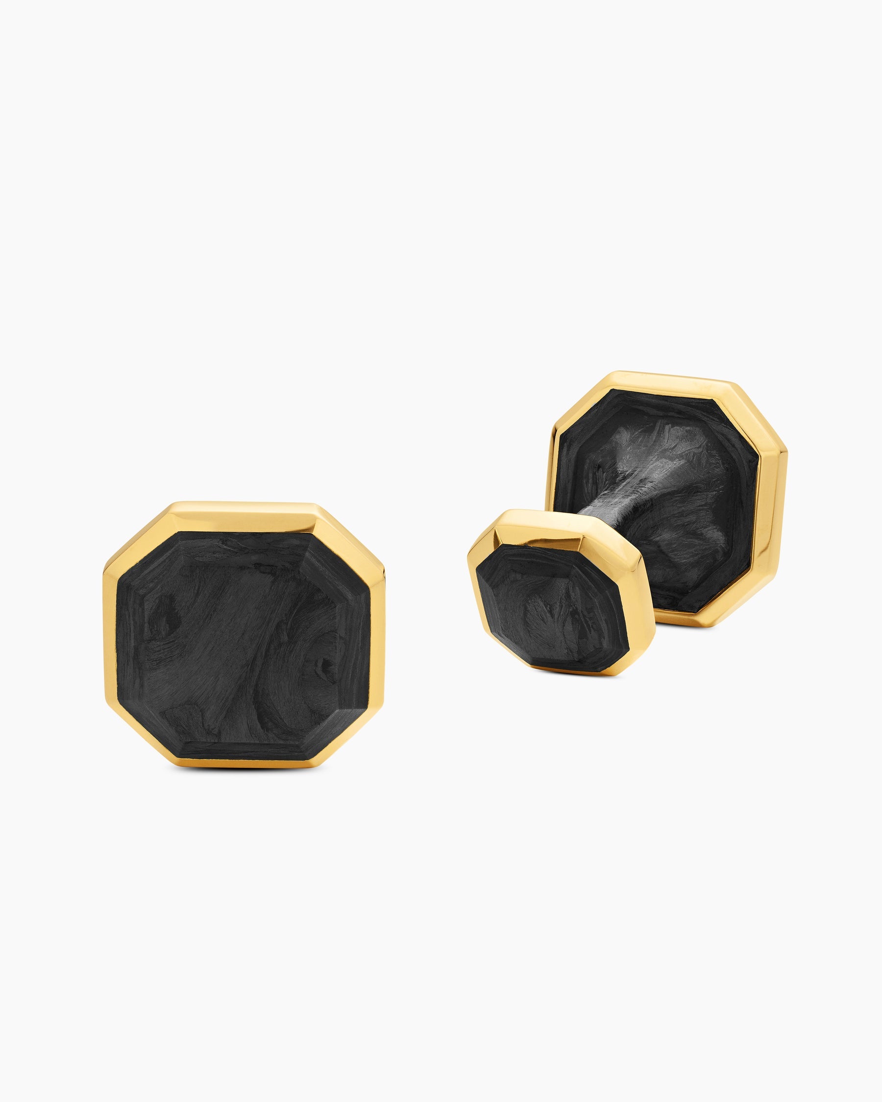 Streamline® Cufflinks in 18K Yellow Gold with Forged Carbon, 15mm