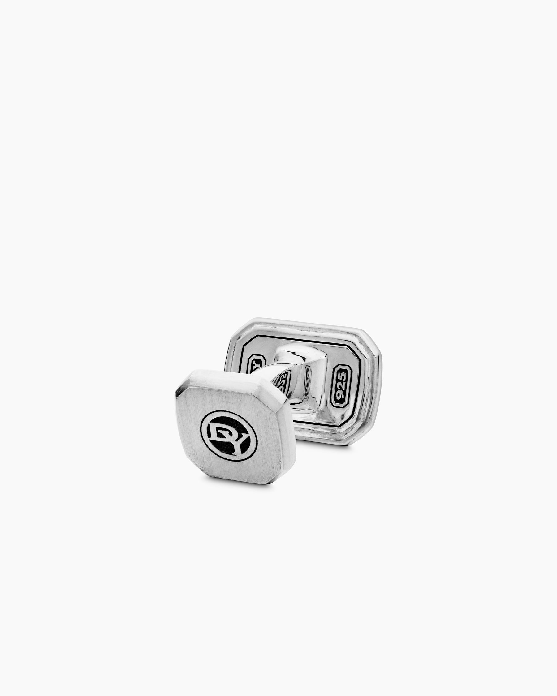 Faceted Cufflinks in Sterling Silver with Black Onyx, 17mm