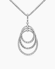 Floating Diamonds Drop Pendant in White Gold