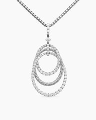 Floating Diamonds Drop Pendant in White Gold