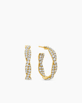 Floating Diamonds Hoop Earrings in Yellow Gold