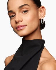 Floating Diamonds Hoop Earrings in White Gold