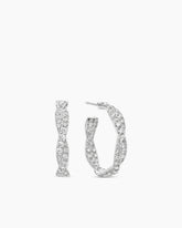 Floating Diamonds Hoop Earrings in White Gold