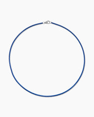 Box Chain Necklace in Sterling Silver with Blue Stainless Steel, 2.7mm