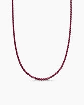 Box Chain Necklace in Sterling Silver with Burgundy Stainless Steel, 2.7mm
