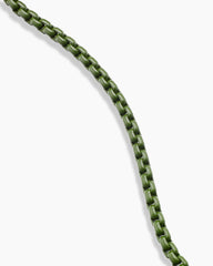 Box Chain Necklace in Sterling Silver with Green Stainless Steel, 2.7mm