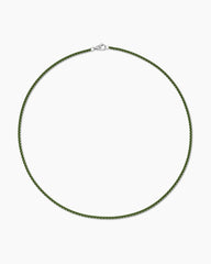 Box Chain Necklace in Sterling Silver with Green Stainless Steel, 2.7mm