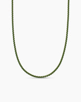 Box Chain Necklace in Sterling Silver with Green Stainless Steel, 2.7mm