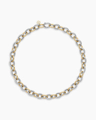 Oval Link Chain Necklace in Sterling Silver with 18K Yellow Gold, 16mm