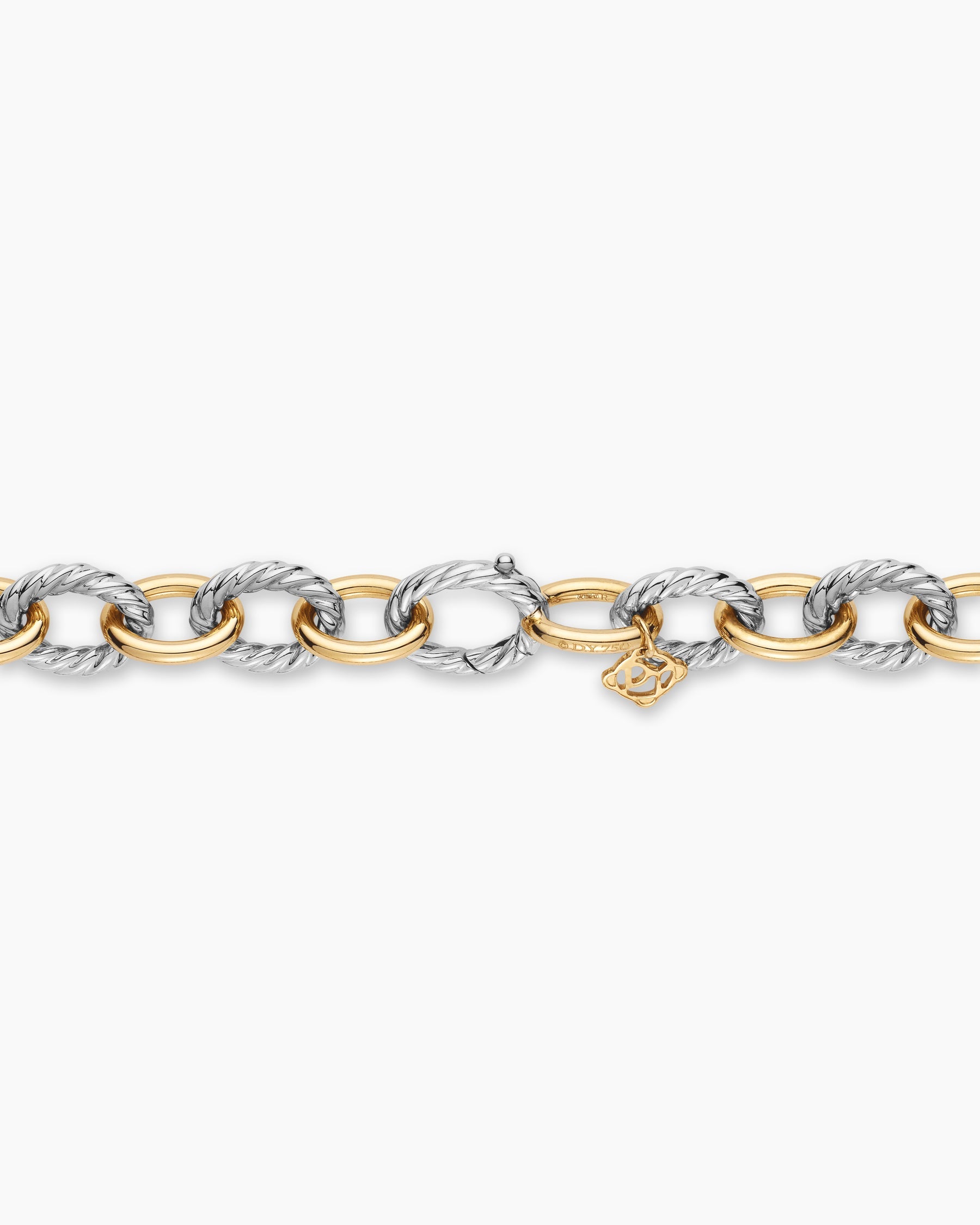 Oval Link Chain Necklace in Sterling Silver with 18K Yellow Gold, 16mm