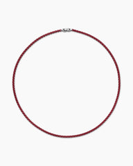 Box Chain Necklace in Sterling Silver with Burgundy Stainless Steel, 4mm