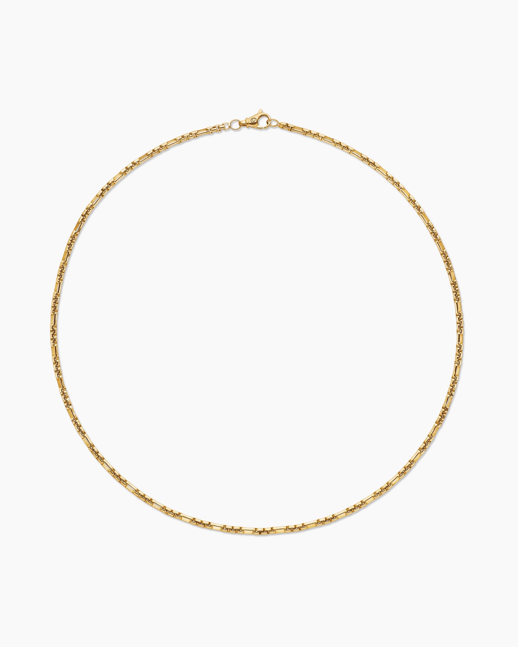 Open Station Box Chain Necklace in 18K Yellow Gold, 3mm